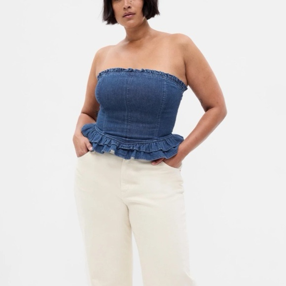 GAP x LoveShackFancy Denim Corset Top